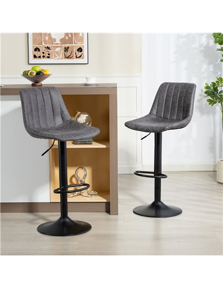 HOMCOM Set of 2 Leathaire Tub Bar Stools -  Charcoal Grey - pic 172267 | FastDaddyshop