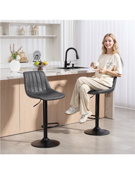 HOMCOM Set of 2 Leathaire Tub Bar Stools -  Charcoal Grey - pic 172272 | FastDaddyshop