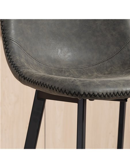 HOMCOM Bar Stools Set of 2, PU Leather Dining Stools with Backrest, Footrest, for Kitchen, Counter, Breakfast Bar, Grey - pic 172283 | FastDaddyshop