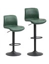 HOMCOM Bar Stools Set of 2, PU Leather Barstools with Backrest and Footrest for Kitchen, Counter, Breakfast Bar, Green