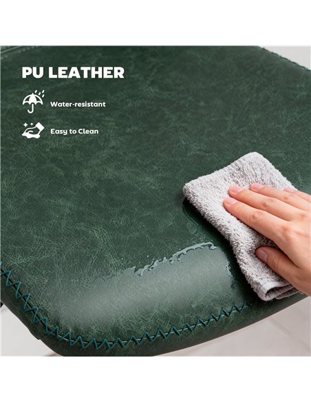 HOMCOM Bar Stools Set of 2, PU Leather Barstools with Backrest and Footrest for Kitchen, Counter, Breakfast Bar, Green - pic 172299 | FastDaddyshop