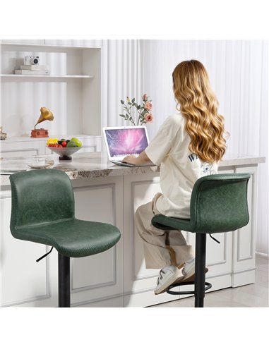 HOMCOM Bar Stools Set of 2, PU Leather Barstools with Backrest and Footrest for Kitchen, Counter, Breakfast Bar, Green