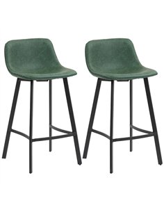 HOMCOM Bar Stools Set of 2, PU Leather Dining Stools with Backrest, Footrest, for Kitchen, Counter, Breakfast Bar, Green