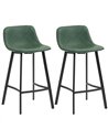 HOMCOM Bar Stools Set of 2, PU Leather Dining Stools with Backrest, Footrest, for Kitchen, Counter, Breakfast Bar, Green