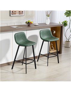 HOMCOM Bar Stools Set of 2, PU Leather Dining Stools with Backrest, Footrest, for Kitchen, Counter, Breakfast Bar, Green 2