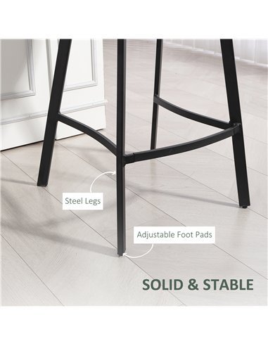 HOMCOM Bar Stools Set of 2, PU Leather Dining Stools with Backrest, Footrest, for Kitchen, Counter, Breakfast Bar, Green