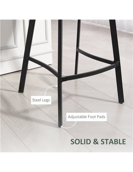 HOMCOM Bar Stools Set of 2, PU Leather Dining Stools with Backrest, Footrest, for Kitchen, Counter, Breakfast Bar, Green - pic 172307 | FastDaddyshop