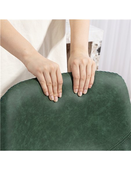 HOMCOM Bar Stools Set of 2, PU Leather Dining Stools with Backrest, Footrest, for Kitchen, Counter, Breakfast Bar, Green - pic 172309 | FastDaddyshop