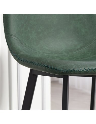 HOMCOM Bar Stools Set of 2, PU Leather Dining Stools with Backrest, Footrest, for Kitchen, Counter, Breakfast Bar, Green