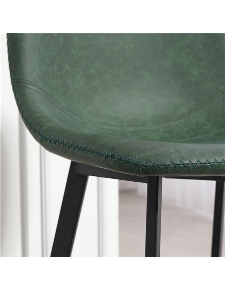 HOMCOM Bar Stools Set of 2, PU Leather Dining Stools with Backrest, Footrest, for Kitchen, Counter, Breakfast Bar, Green - pic 172310 | FastDaddyshop