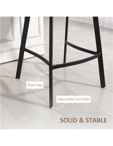 HOMCOM Bar Stools Set of 2, PU Leather Dining Stools with Backrest, Footrest, for Kitchen, Counter, Breakfast Bar, Light Brown - pic 172325 | FastDaddyshop