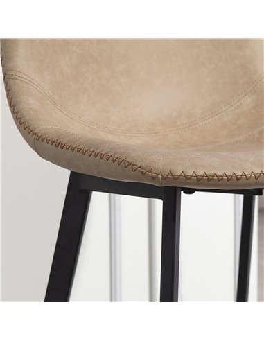 HOMCOM Bar Stools Set of 2, PU Leather Dining Stools with Backrest, Footrest, for Kitchen, Counter, Breakfast Bar, Light Brown