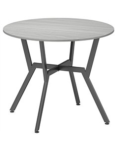 HOMCOM Dining Table, Round Kitchen Table with Black Legs, Anti-slip Foot Pads for Living Room, Dining Room 90 x 76 cm, Grey