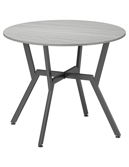 HOMCOM Dining Table, Round Kitchen Table with Black Legs, Anti-slip Foot Pads for Living Room, Dining Room 90 x 76 cm, Grey - pic 172329 | FastDaddyshop