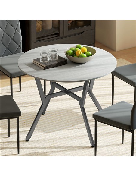 HOMCOM Dining Table, Round Kitchen Table with Black Legs, Anti-slip Foot Pads for Living Room, Dining Room 90 x 76 cm, Grey - pic 172330 | FastDaddyshop