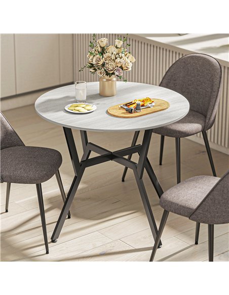 HOMCOM Dining Table, Round Kitchen Table with Black Legs, Anti-slip Foot Pads for Living Room, Dining Room 90 x 76 cm, Grey - pic 172336 | FastDaddyshop
