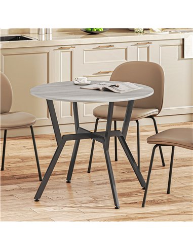 HOMCOM Dining Table, Round Kitchen Table with Black Legs, Anti-slip Foot Pads for Living Room, Dining Room 90 x 76 cm, Grey