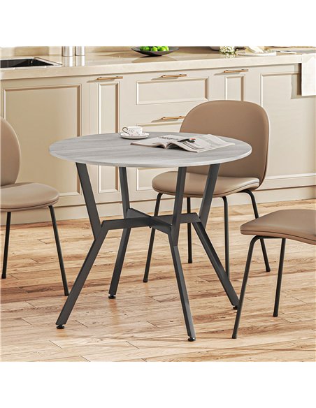 HOMCOM Dining Table, Round Kitchen Table with Black Legs, Anti-slip Foot Pads for Living Room, Dining Room 90 x 76 cm, Grey - pic 172337 | FastDaddyshop