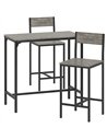HOMCOM 3-Piece Bar Table Set with 2 Stools, Industrial Breakfast Bar Set with Footrest, Backrest for Dining Room, Small Space
