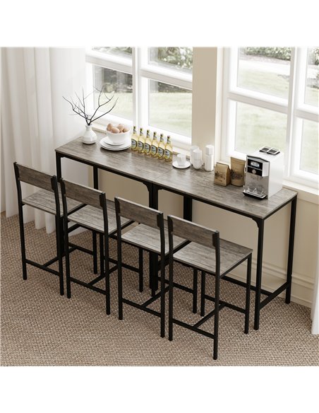 HOMCOM 3-Piece Bar Table Set with 2 Stools, Industrial Breakfast Bar Set with Footrest, Backrest for Dining Room, Small Space - pic 172345 | FastDaddyshop