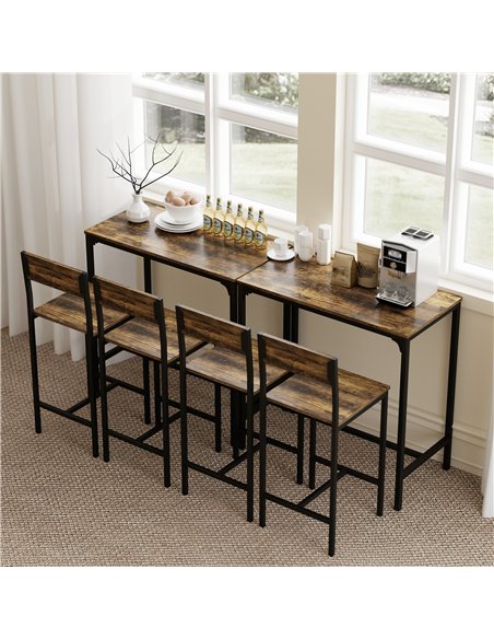 HOMCOM 3-Piece Bar Table Set with 2 Stools, Industrial Breakfast Bar Set with Footrest, Backrest for Dining Room, Small Space - pic 172354 | FastDaddyshop