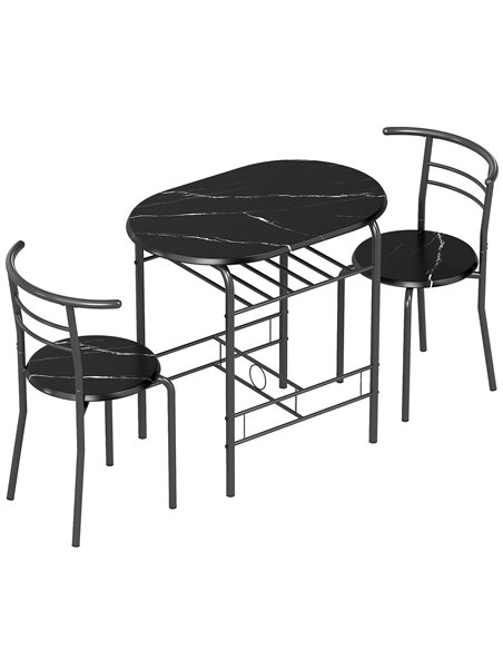 HOMCOM Three-Piece Compact Dining Set - Black - pic 172356 | FastDaddyshop