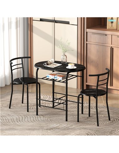 HOMCOM Three-Piece Compact Dining Set - Black