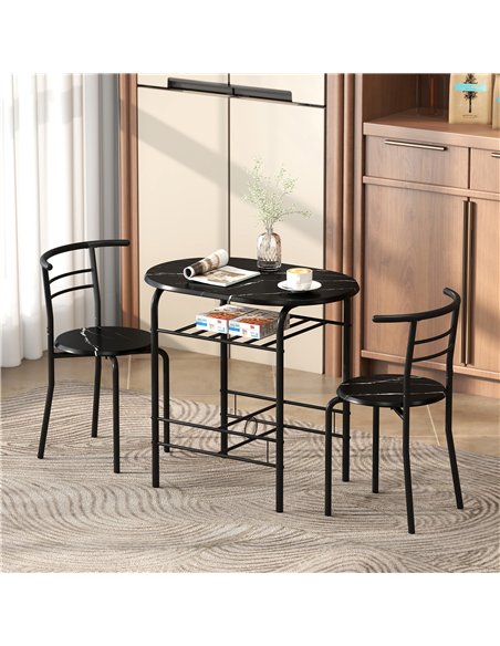 HOMCOM Three-Piece Compact Dining Set - Black - pic 172357 | FastDaddyshop