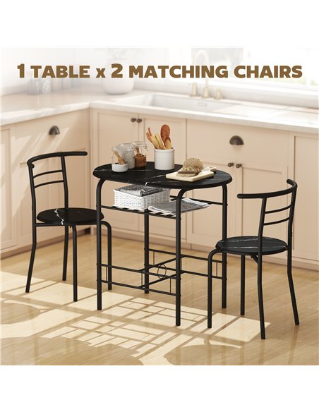 HOMCOM Three-Piece Compact Dining Set - Black - pic 172359 | FastDaddyshop