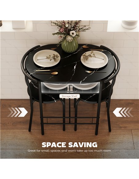 HOMCOM Three-Piece Compact Dining Set - Black - pic 172360 | FastDaddyshop