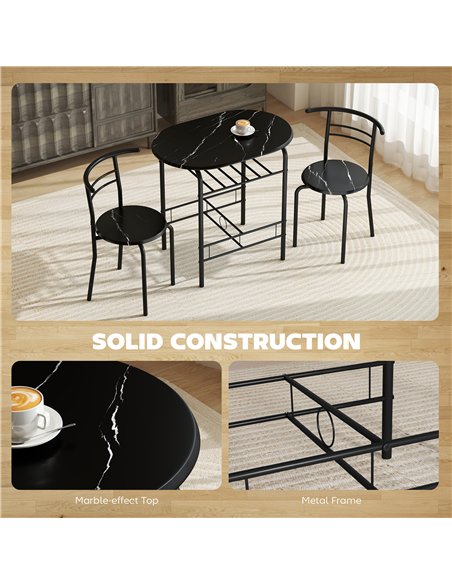 HOMCOM Three-Piece Compact Dining Set - Black - pic 172361 | FastDaddyshop