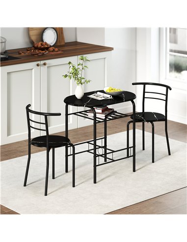 HOMCOM Three-Piece Compact Dining Set - Black