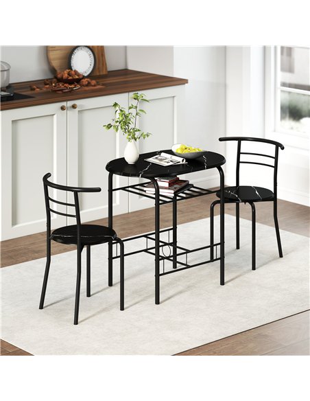 HOMCOM Three-Piece Compact Dining Set - Black - pic 172362 | FastDaddyshop