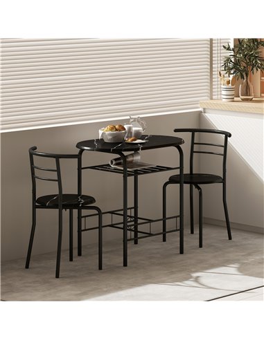 HOMCOM Three-Piece Compact Dining Set - Black