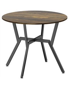 HOMCOM Dining Table, Round Kitchen Table with Black Legs, Anti-slip Foot Pads for Living Room, Dining Room 90 x 76 cm, Rustic Br