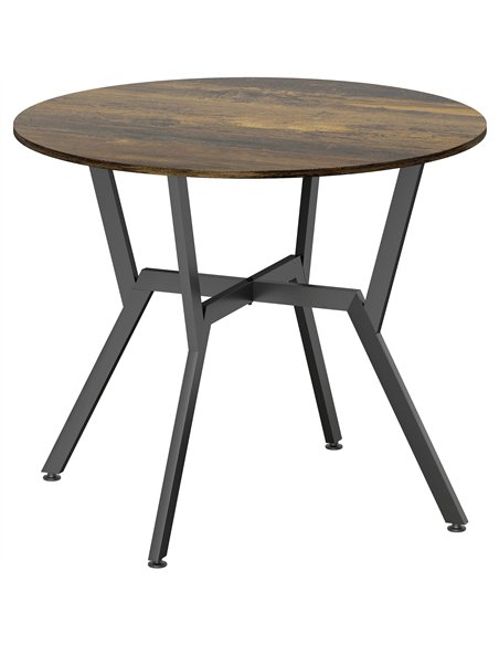 HOMCOM Dining Table, Round Kitchen Table with Black Legs, Anti-slip Foot Pads for Living Room, Dining Room 90 x 76 cm, Rustic Br - pic 172365 | FastDaddyshop