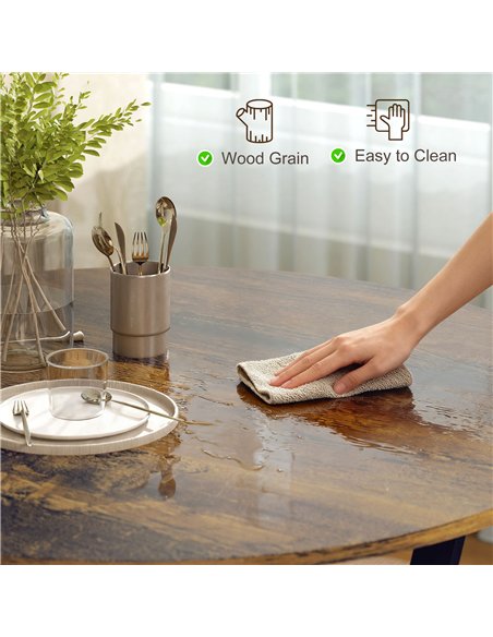 HOMCOM Dining Table, Round Kitchen Table with Black Legs, Anti-slip Foot Pads for Living Room, Dining Room 90 x 76 cm, Rustic Br - pic 172371 | FastDaddyshop