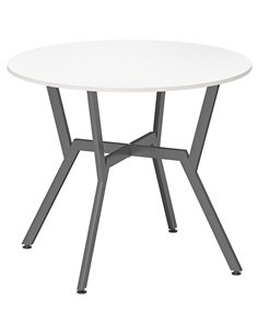 HOMCOM Dining Table, Round Kitchen Table with Black Legs for Living Room, Dining Room 90 x 76 cm, High Gloss White