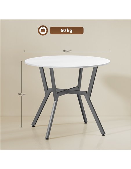 HOMCOM Dining Table, Round Kitchen Table with Black Legs for Living Room, Dining Room 90 x 76 cm, High Gloss White - pic 172376 | FastDaddyshop