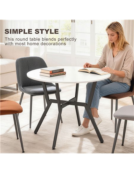 HOMCOM Dining Table, Round Kitchen Table with Black Legs for Living Room, Dining Room 90 x 76 cm, High Gloss White - pic 172377 | FastDaddyshop