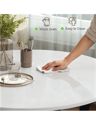 HOMCOM Dining Table, Round Kitchen Table with Black Legs for Living Room, Dining Room 90 x 76 cm, High Gloss White