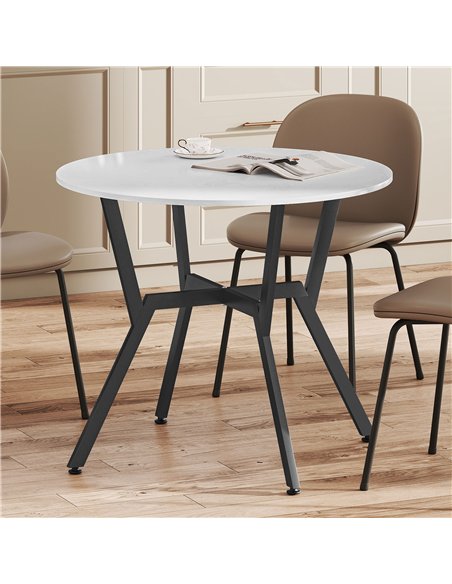 HOMCOM Dining Table, Round Kitchen Table with Black Legs for Living Room, Dining Room 90 x 76 cm, High Gloss White - pic 172382 | FastDaddyshop