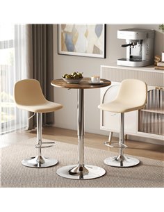 HOMCOM Round Bar Table, 360 Degree Swivel Counter Pub Table with Adjustable Height, for Kitchen, Cafe, Rustic Brown 2