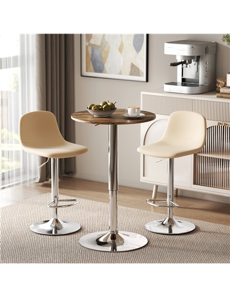 HOMCOM Round Bar Table, 360 Degree Swivel Counter Pub Table with Adjustable Height, for Kitchen, Cafe, Rustic Brown - pic 172384 | FastDaddyshop