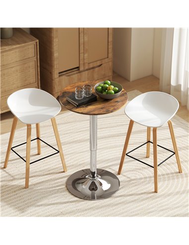 HOMCOM Round Bar Table, 360 Degree Swivel Counter Pub Table with Adjustable Height, for Kitchen, Cafe, Rustic Brown
