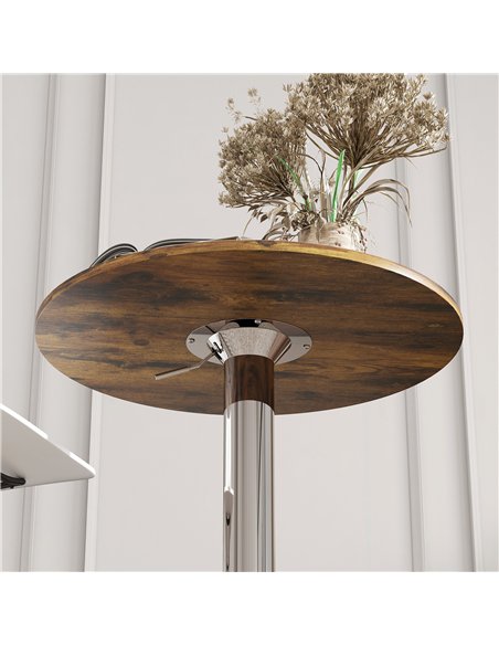 HOMCOM Round Bar Table, 360 Degree Swivel Counter Pub Table with Adjustable Height, for Kitchen, Cafe, Rustic Brown - pic 172391 | FastDaddyshop