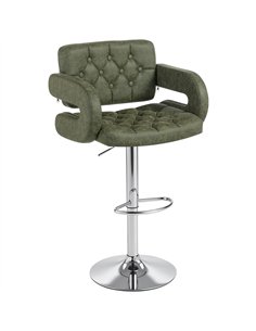 HOMCOM PU Leather Upholstered Swivel Bar Stool, Height Adjustable with Back, Armrest, Footrest, Green