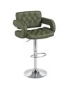 HOMCOM PU Leather Upholstered Swivel Bar Stool, Height Adjustable with Back, Armrest, Footrest, Green