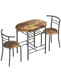 HOMCOM Three-Piece Compact Dining Set - Rustic Brown