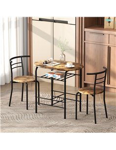 HOMCOM Three-Piece Compact Dining Set - Rustic Brown 2